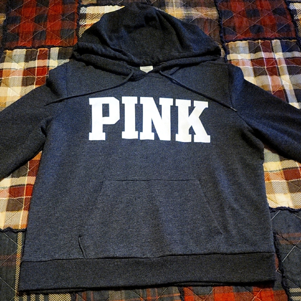 NWOT Victoria's Secret PINK Hoodie Charcoal Gray L